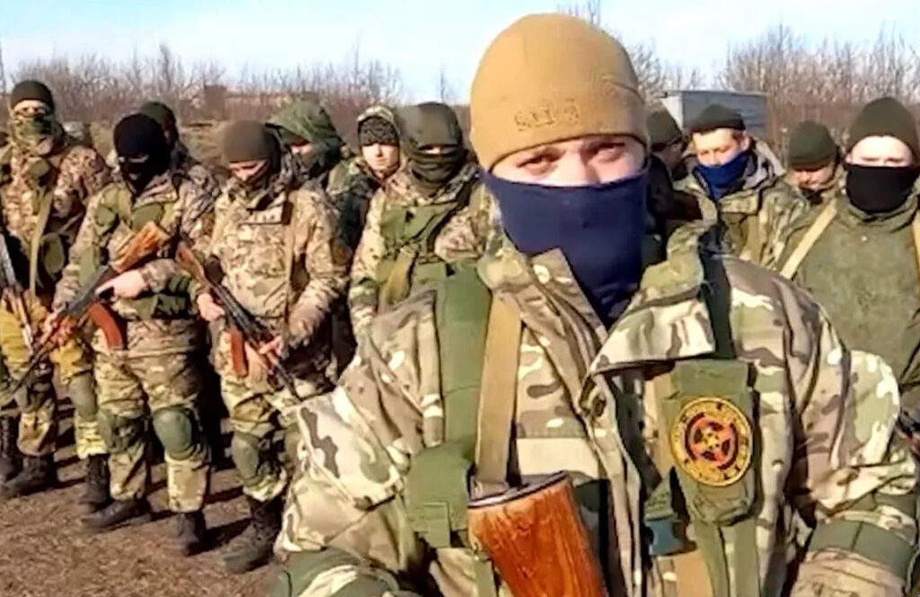 Militia members from Belgorod and Kursk attending military training activities at the Wagner Group training facility in Molkino, Krasnodar.