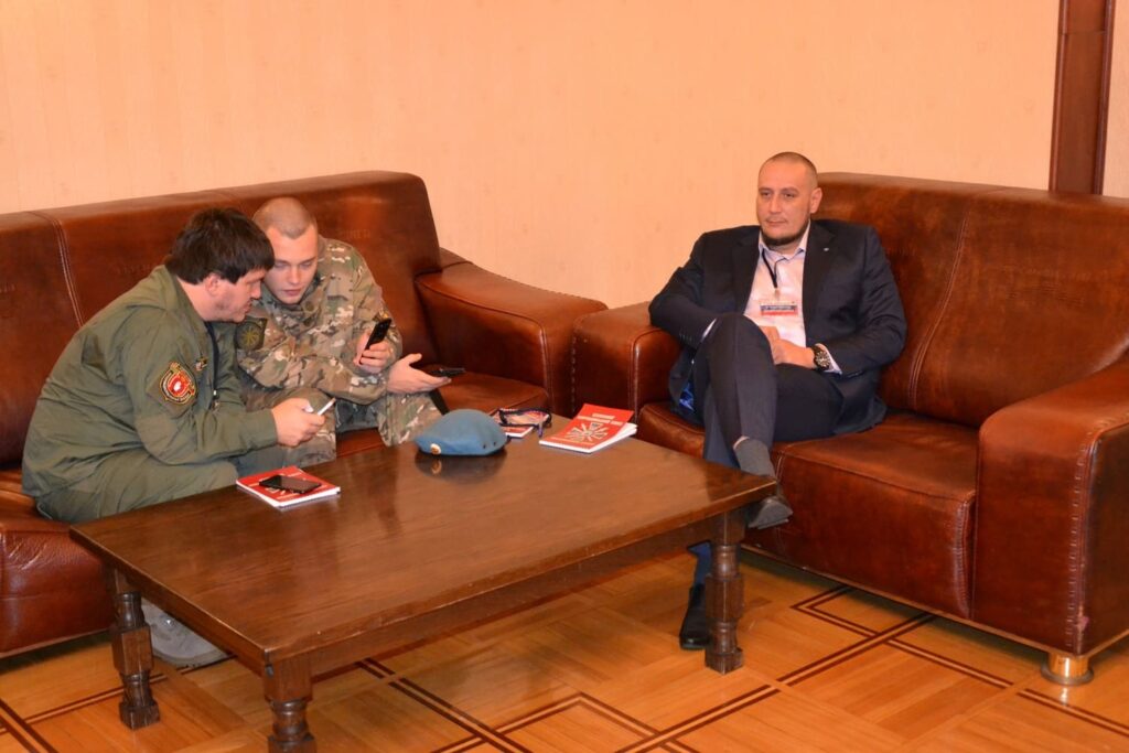Leaders of the Union of Donbas Volunteers including Roman Nikolaevich Telenkevich (ENOT Corps CEO) and Alexey Yurievich Milchakov (Task Force Rusich Commander) in Moscow on 14 November 2016.