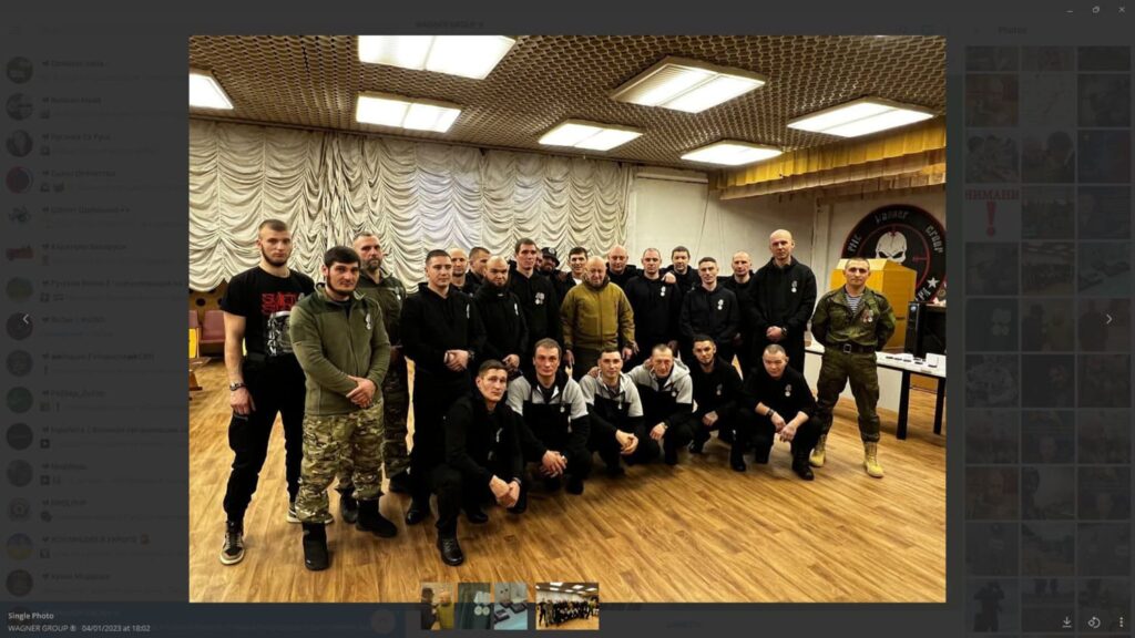 Image of Evgeny Prigozhin with Wagner Group prison conscripts in Anapa after the conclusion of their six-month contract